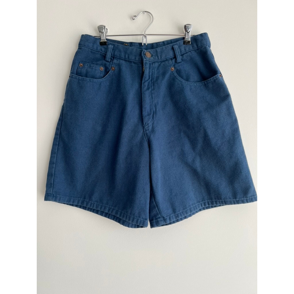Vintage Merona High Waisted Mom 80s Blue Teal Denim Bermuda Shorts (Size 7/8)